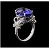 Image 3 : 12.47ct Tanzanite and Diamond Ring - 14KT White Gold
