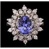 Image 1 : 14KT White Gold 3.57ct Tanzanite and Diamond Ring