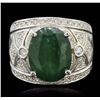 Image 1 : 14KT White Gold 6.63ct Emerald and Diamond Ring