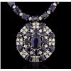 Image 1 : 14KT White Gold 85.76ctw Sapphire and Diamond Necklace