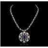 Image 2 : 14KT White Gold 85.76ctw Sapphire and Diamond Necklace