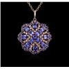 Image 2 : 15.60ctw Tanzanite, Sapphire and Diamond Pendant With Chain - 14KT Rose Gold