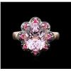 Image 1 : 14KT Rose Gold 5.18ct Kunzite, Pink Sapphire and Black Diamond Ring