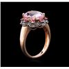 Image 3 : 14KT Rose Gold 5.18ct Kunzite, Pink Sapphire and Black Diamond Ring