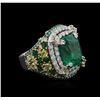Image 2 : Two-Tone GIA Certified 10.34ctw Emerald and Diamond Ring