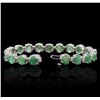 Image 3 : 14KT White Gold 20.90ctw Emerald and Diamond Bracelet