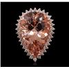 Image 1 : 14KT Rose Gold 19.63ct GIA Certified Morganite and Diamond Ring