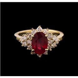 2.53ct Ruby and Diamond Ring - 14KT Yellow Gold