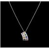 Image 1 : 1.00ctw Multi Sapphire and Diamond Pendant With Chain - 14KT White Gold