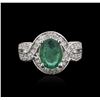 Image 1 : 14KT White Gold 2.07ct Emerald and Diamond Ring