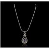 Image 2 : 14KT Two-Tone Gold 5.73ct Tanzanite and Diamond Pendant With Chain