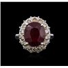 Image 1 : 14KT White Gold 6.16ct Ruby and Diamond Ring