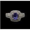 Image 1 : 0.82ct Tanzanite and Diamond Ring - 14KT White Gold