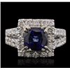 Image 1 : 14KT White Gold 3.08ct Sapphire and Diamond Ring