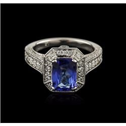 18KT White Gold 2.18ct Tanzanite and Diamond Ring