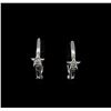 Image 1 : 0.03ctw Diamond Hoop Earrings - 14KT White Gold