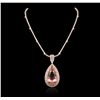 Image 1 : 14KT Rose Gold GIA Certified 42.02ct Morganite and Diamond Pendant With Chain