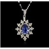 Image 1 : 14KT White Gold 2.73ct Tanzanite and Diamond Pendant With Chain