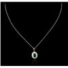 Image 1 : 14KT White Gold 1.77ct Emerald and Diamond Pendant With Chain