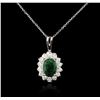 Image 2 : 14KT White Gold 1.77ct Emerald and Diamond Pendant With Chain