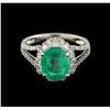 Image 1 : 18KT White Gold 3.06ct Emerald and Diamond Ring