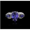 Image 1 : 14KT White Gold 3.83ct Tanzanite, Sapphire and Diamond Ring