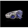 Image 2 : 14KT White Gold 3.83ct Tanzanite, Sapphire and Diamond Ring
