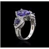 Image 3 : 14KT White Gold 3.83ct Tanzanite, Sapphire and Diamond Ring