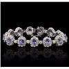 Image 1 : 14KT White Gold 10.66ctw Tanzanite and Diamond Bracelet