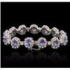 Image 2 : 14KT White Gold 10.66ctw Tanzanite and Diamond Bracelet