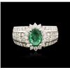Image 1 : 14KT White Gold 1.41ct Emerald and Diamond Ring