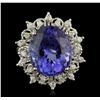 Image 1 : 14KT White Gold 11.08ct GIA Certified Tanzanite and Diamond Ring