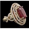 Image 2 : 14KT Yellow Gold 8.09ct Ruby and Diamond Ring