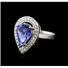 Image 2 : 14KT White Gold 4.18ct Tanzanite and Diamond Ring