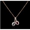 Image 1 : 14KT Rose Gold 1.46ctw Tourmaline and Diamond Pendant With Chain