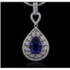Image 1 : 14KT White Gold GIA Certified 8.63ct Tanzanite and Diamond Pendant With Chain