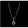 Image 2 : 14KT White Gold GIA Certified 8.63ct Tanzanite and Diamond Pendant With Chain