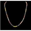 Image 1 : 33.90ctw Multi Color Sapphire Necklace - 14KT White Gold