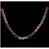 Image 2 : 33.90ctw Multi Color Sapphire Necklace - 14KT White Gold
