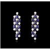 Image 1 : 14KT White Gold 9.36ctw Sapphire and Diamond Earrings
