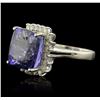 Image 2 : 14KT White Gold 12.95ct GIA Certified Tanzanite and Diamond Ring