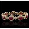 Image 1 : 14KT Yellow Gold 17.91ctw Ruby and Diamond Bracelet