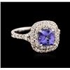 Image 2 : 14KT White Gold 1.11ct Tanzanite and Diamond Ring