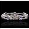 Image 2 : 14KT White Gold 5.81ctw Tanzanite and Diamond Bracelet