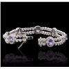 Image 3 : 14KT White Gold 5.81ctw Tanzanite and Diamond Bracelet