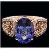 Image 1 : 14KT Rose Gold 4.44ct Tanzanite and Diamond Ring