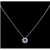 Image 1 : 1.20ctw Blue and White Sapphire Pendant With Chain - 14KT White Gold