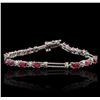 Image 1 : 14KT White Gold 3.82ctw Ruby and Diamond Bracelet