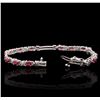 Image 3 : 14KT White Gold 3.82ctw Ruby and Diamond Bracelet