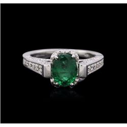 14KT White Gold 1.42ct Emerald and Diamond Ring